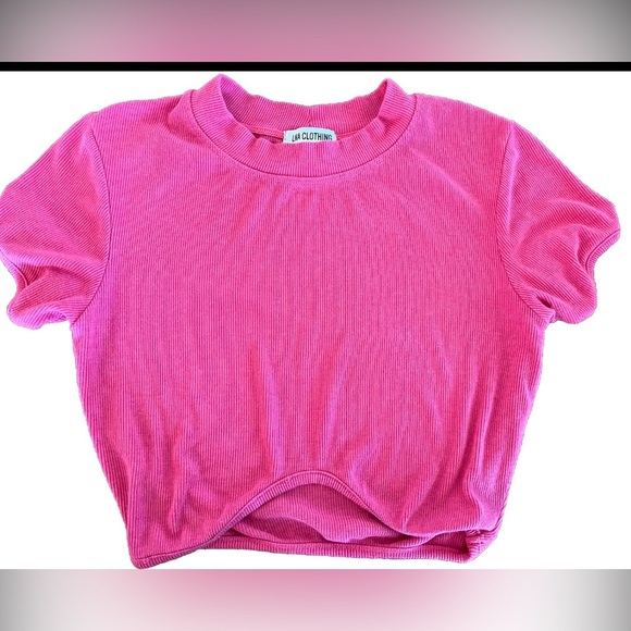 LNA Tops - LNA Pink Short Sleeved Ribbed Crop Top Size Small